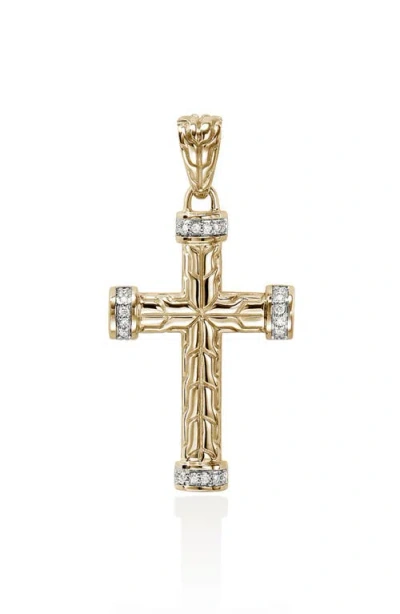 John Hardy Carved Chain Cross Pendant With Pavé Diamonds In Orange