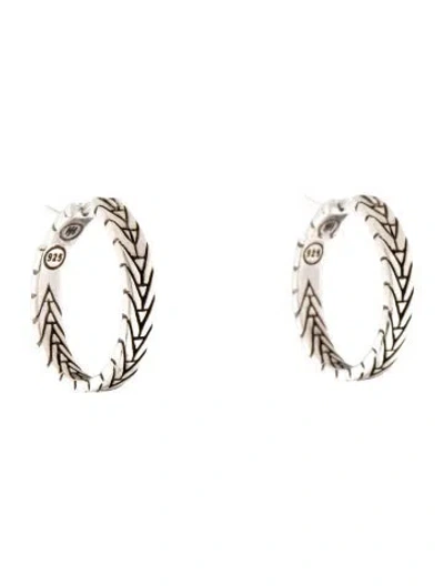 Pre-owned John Hardy Carved Chain Hoop Earrings In Multi