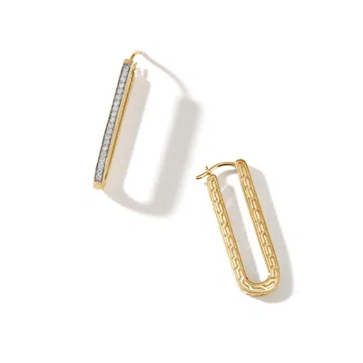 John Hardy Carved Chain Hoop Earrings In Sterling Silver Gold