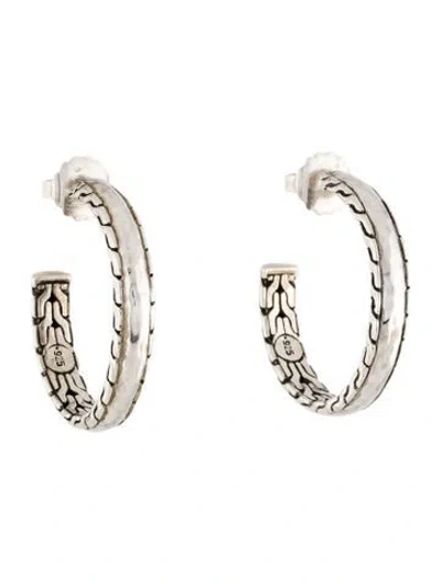 Pre-owned John Hardy Carved Chain Oval Hoop Earring In Multi