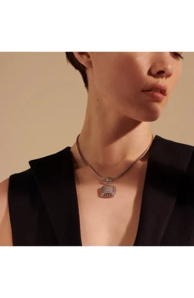 John Hardy Carved Chain Pendant Silver Diamonds In Black