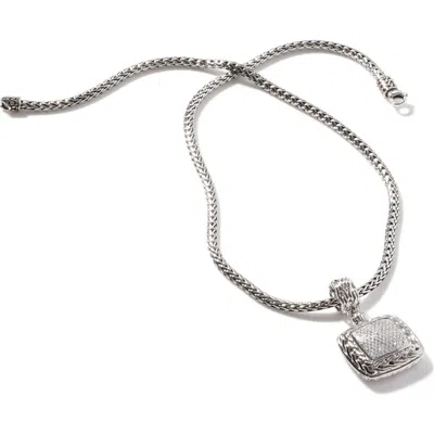 John Hardy Carved Chain Pendant, Sterling Silver, Diamonds In Metallic