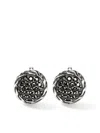 John Hardy Carved Chain Sapphire Stud Earrings In Silver