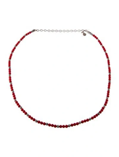 Pre-owned John Hardy Ceramic Bead Strand Necklace, 24" In Red