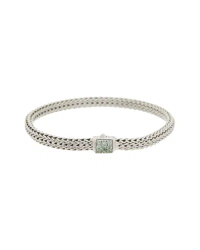John Hardy Chain Silver Mixed Grey Sapphire Woven Bracelet In White