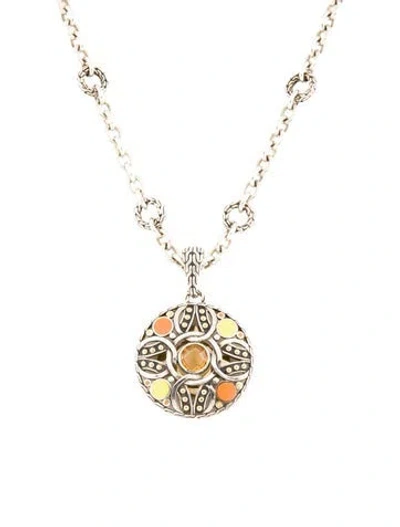 Pre-owned John Hardy Citrine & Enamel Palu Bulan Pendant Necklace, 28.5" In Multi