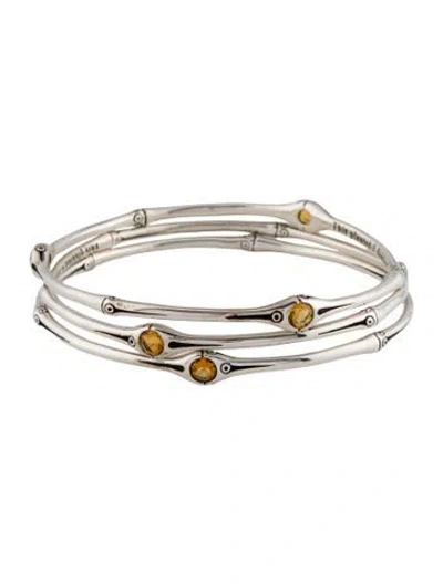 Pre-owned John Hardy Citrine Bamboo Bangle Set, 8.25" In Multi