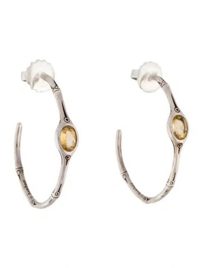 Pre-owned John Hardy Citrine Batu Bamboo Hoop Earrings In Multi