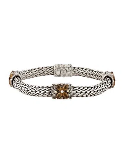 Pre-owned John Hardy Citrine Batu Kawung Barrel Bracelet, 6.5" In Multicolor