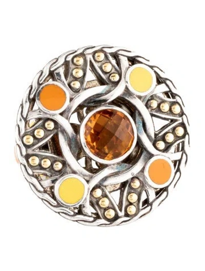 Pre-owned John Hardy Citrine Palu Bulan Coin Cocktail Ring In Multi