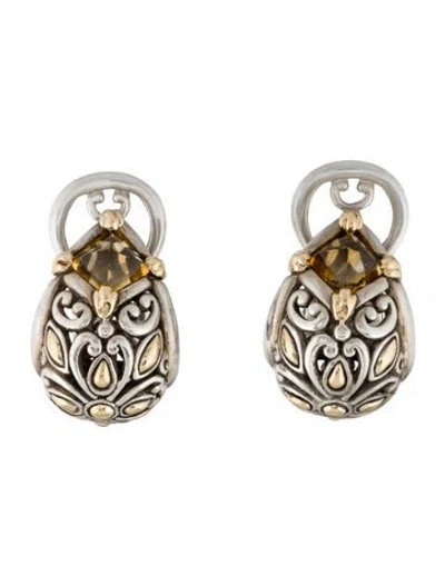 Pre-owned John Hardy Citrine Sugarloaf Buddha Belly Earclip Earrings In Multi