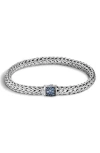 John Hardy Classic Chain Sterling Silver Lava Small Bracelet With Blue Sapphire