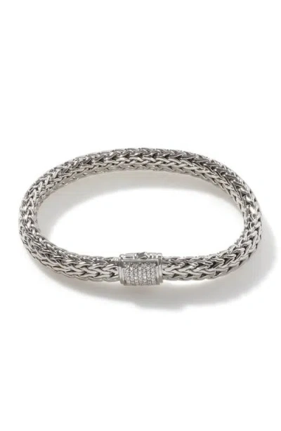 John Hardy Classic Chain 7.5mm Bracelet In Silver/diamonds