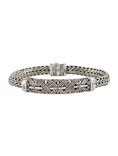 Pre-owned John Hardy Classic Chain Bamboo Woven Station Bracelet, 6.75" In Multi