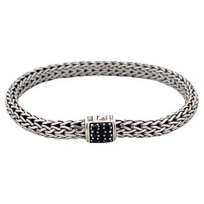 Pre-owned John Hardy Classic Chain Bracelet With Black Sapphire In Sterling Silver In Blue