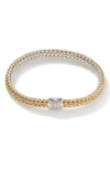 John Hardy Classic Chain Diamond Reversible 2-tone Bracelet In Silver