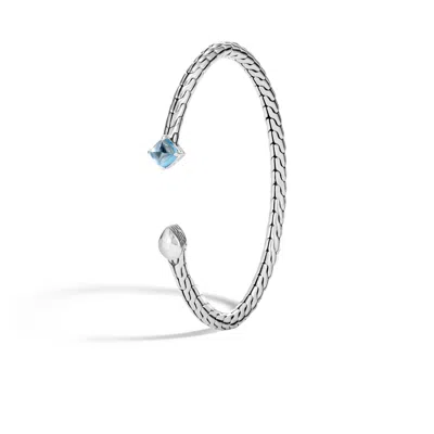 John Hardy Classic Chain Flex Cuff With Swiss Blue Topaz