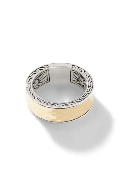 John Hardy Classic Chain Hammered Band Ring In Silver/gold