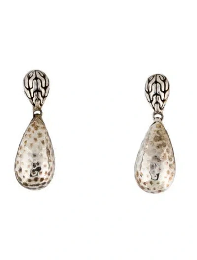Pre-owned John Hardy Classic Chain Hammered Drop Earrings In Multicolor