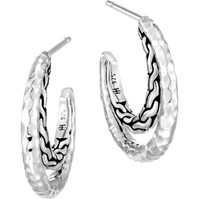 John Hardy Classic Chain Hammered Hoop Earrings In Silver