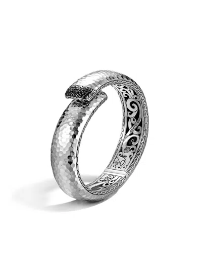 John Hardy Classic Chain Hammered Kick Cuff Bracelet In Treated Black Sapphire