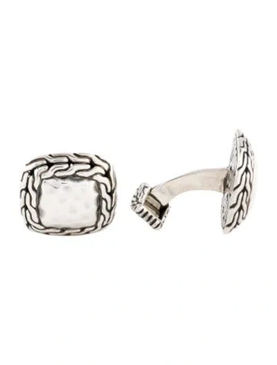 Pre-owned John Hardy Classic Chain Hammered Square Cufflinks In Multi