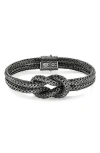 John Hardy Black Rhodium Plated Sterling Silver Love Knot Woven Chain Statement Bracelet In Dark Silver