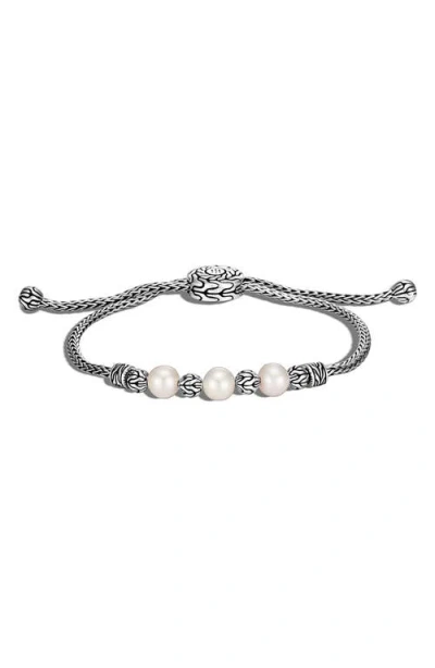 John Hardy Classic Chain Pearl Pull Through Bracelet In Silver-tone