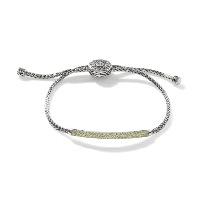 John Hardy Classic Chain Pull Through Pavé Station Bracelet In Peridot