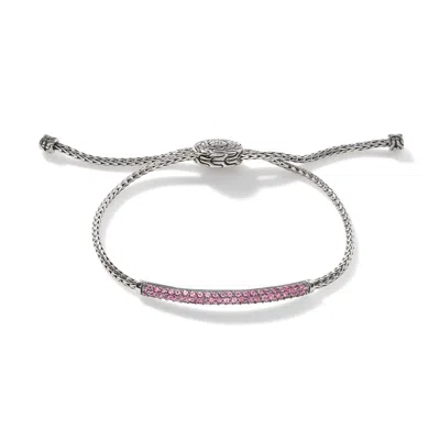 John Hardy Classic Chain Pull Through Pavé Station Bracelet In Pink Tourmaline