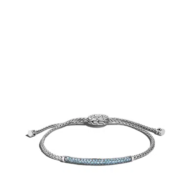 John Hardy Classic Chain Pull Through Pavé Station Bracelet In Treated Swiss Blue Topaz