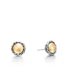 John Hardy Classic Chain Round Silver & Hammered Yellow Gold Stud Earrings In Silver-tone
