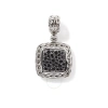 John Hardy Classic Chain Silver Medium Square Black Sapphire Pendant - Hbs92371bls In Silver-tone