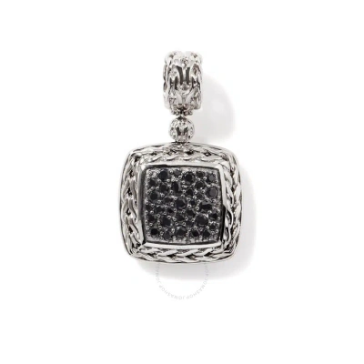 John Hardy Classic Chain Silver Medium Square Black Sapphire Pendant - Hbs92371bls In Silver-tone