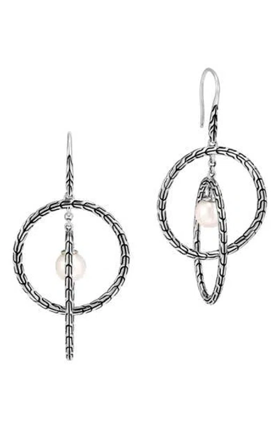 John Hardy Classic Chain Silver Orbital Drop Earrings In White