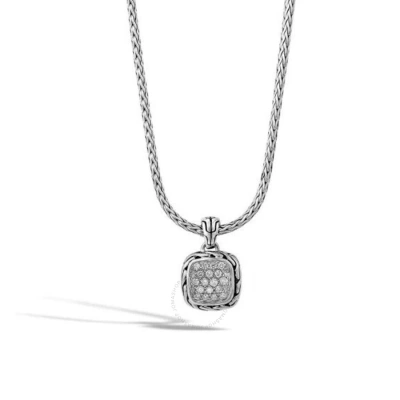 John Hardy Classic Chain Silver Pendant Necklace With Diamonds - Nbp992412dix16-18 In Silver-tone