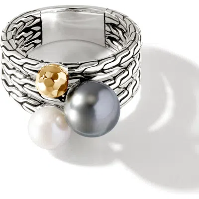 John Hardy Classic Chain Stack Ring In Silver/ Gold