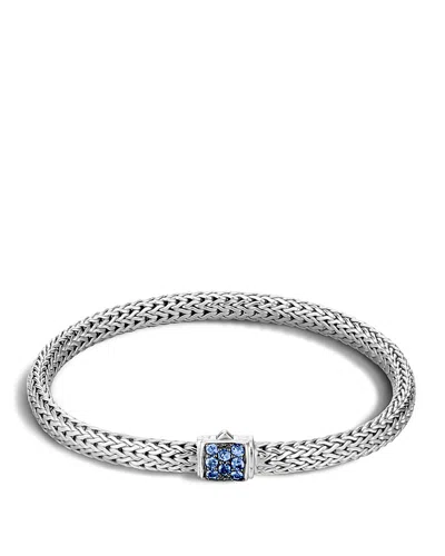 John Hardy Classic Chain Sterling Silver Lava Extra Small Bracelet With Blue Sapphires In Blue/silver