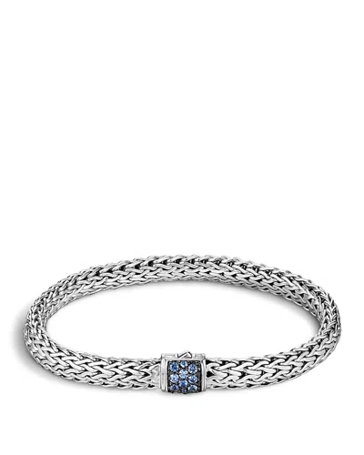 JOHN HARDY STERLING SILVER ICON BRACELET WITH BLUE PAVE SAPPHIRE, 6.5MM,BBS9042BSPXL