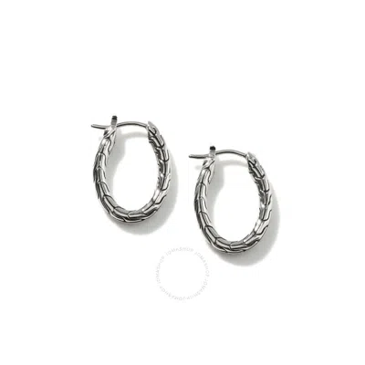 John Hardy Classic Chain Sterling Silver Oval Hoop Earrings - Eb900369 In Metallic