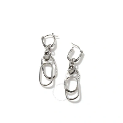 John Hardy Classic Chain Sterling Silver Remix Asymmetrical Link Earring - Eb900373 In Gray