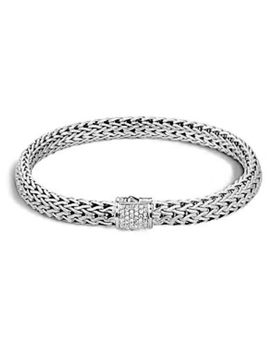 John Hardy Classic Chain Sterling Silver Small Bracelet With Diamond Pave