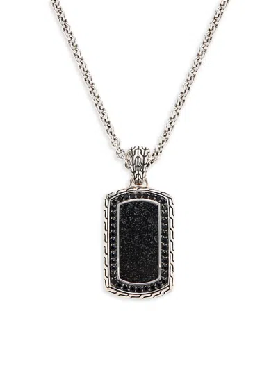 John Hardy Classic Chain Sterling Silver, Treated Sapphire, Obsidian & Volcanic Stone Pendant Necklace In Metallic