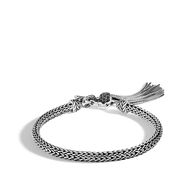 John Hardy Classic Chain Tassel Bracelet, Black Sapphire, Black Spinel
