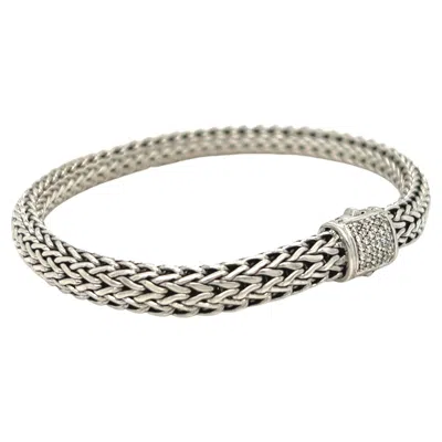 Pre-owned John Hardy Classic Wheat Chain Sterling Silver With Diamond Pavé In Multi
