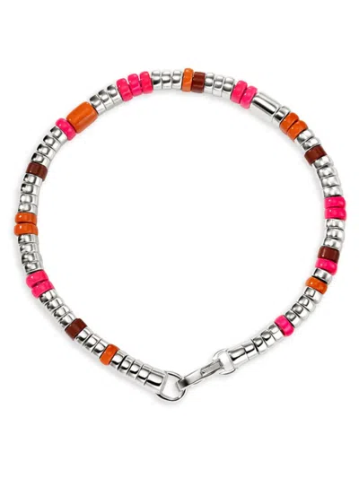 John Hardy Colorblock Sterling Silver, Red Jasper & Enamel Bracelet