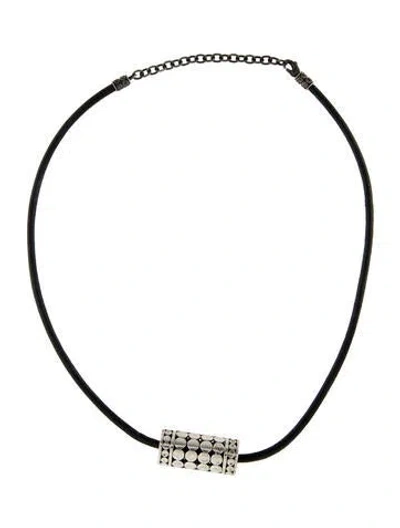 Pre-owned John Hardy Cord Dot Pendant Necklace, 18" In Black