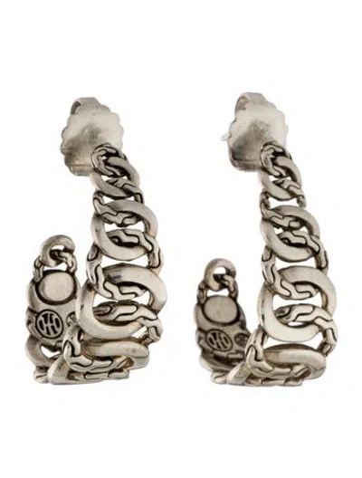 Pre-owned John Hardy Curb Chain Hoop Earrings In Multi