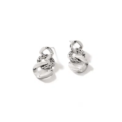 John Hardy Curb Link Drop Earring In Silver