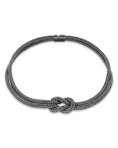 John Hardy Dark Sterling Silver Love Knot Double Strand Chain Necklace In Black